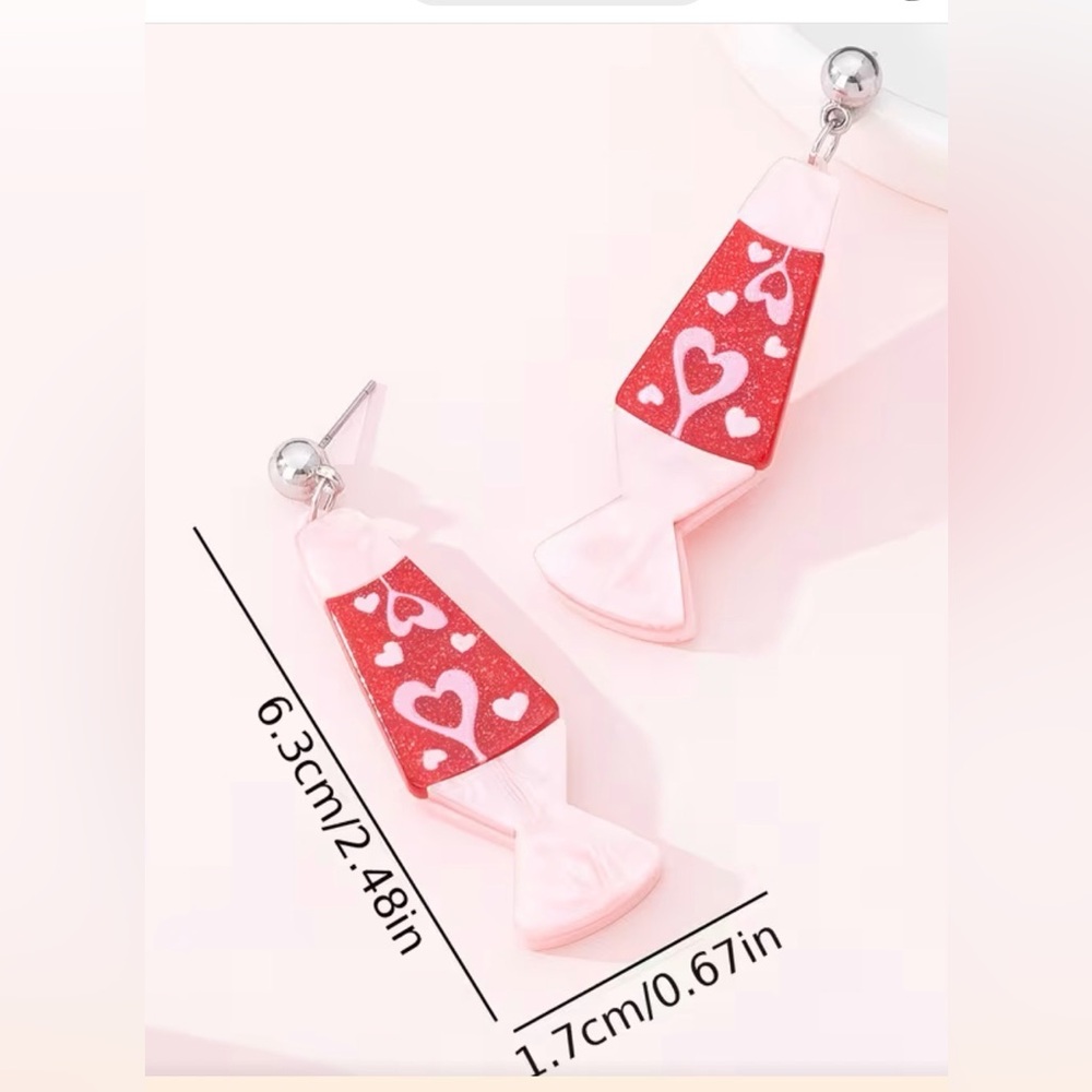 HOT LIKE LAVA 🔥 Lava Lamp Heart Statement Earrings - Picture 2 of 2